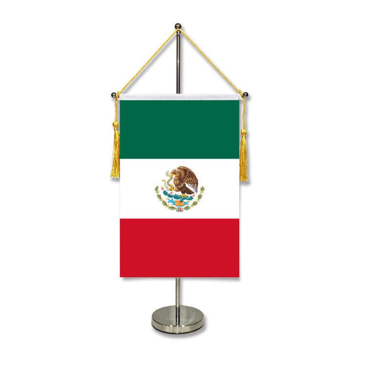 Custom office flag mini 14*21cm table flag with stand desktop flagpole flag holder