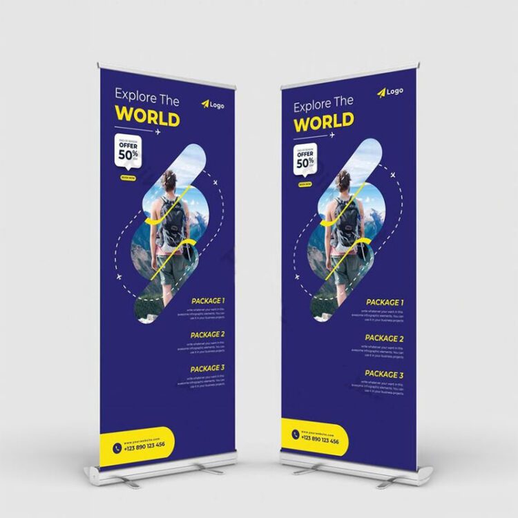 Hot selling expo roll up standing display small big promotional stands exhibition retractable banner stand