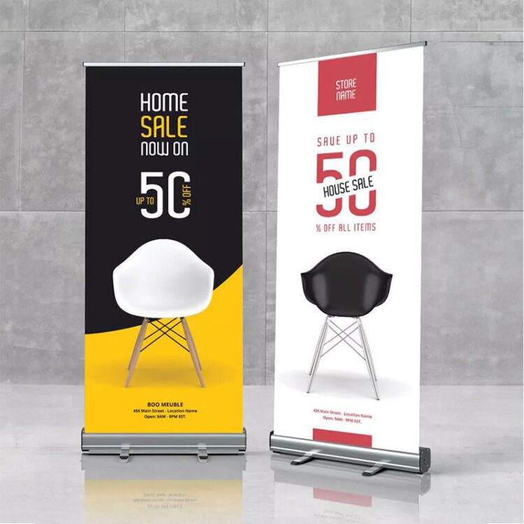 Cheap price paper display custom poster holder advertising rollup standee retractable banner