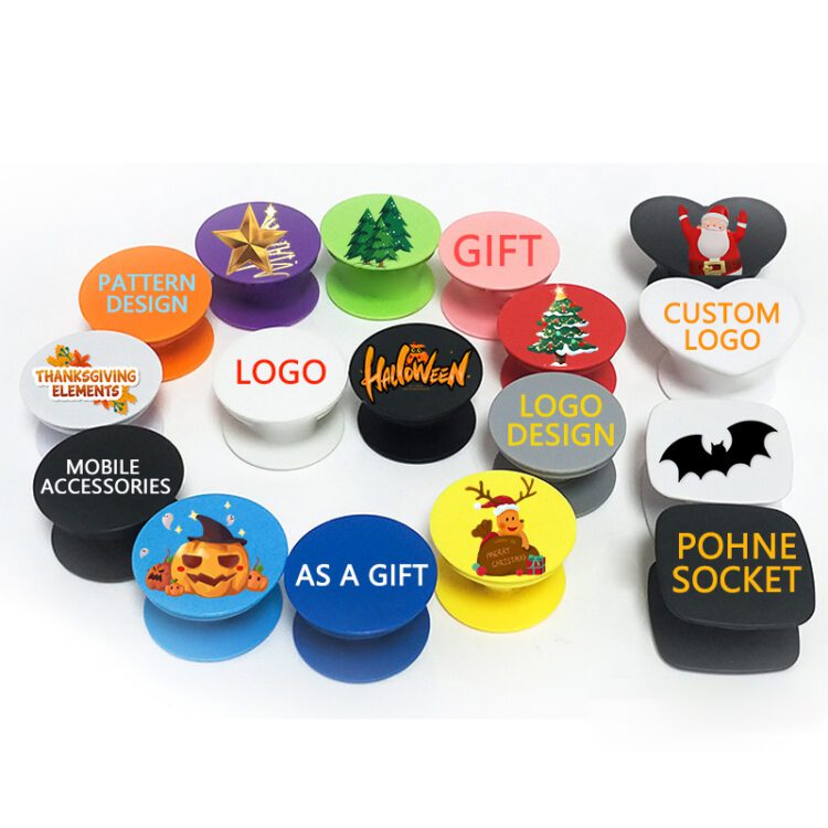 Factory wholesale custom poppings phone socket up grip holder with design logo printing sockets phone stand as a gift