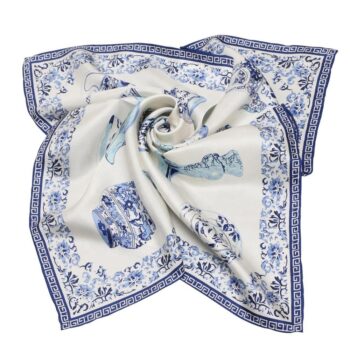 Custom logo design square designer pure silk scarf printed 90*90cm double sided printed twill scarf silk bandana for women