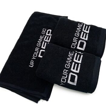 Black embroidery gym sport towel custom logo 100% cotton