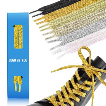 Custom glitter flat shoelaces colorful pattern shiny metallic shoe strings sparkle blink shining shoe laces