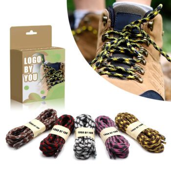 Custom round wave shape non slip heavy duty durable outdoor climbing shoelaces hiking shoe laces shoestrings