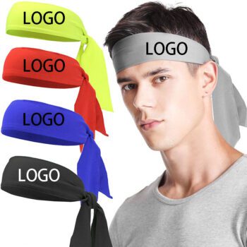 Ccustom logo workout tennis run head edge scarf sweatband sports elastic tie back headband for men women