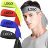 Ccustom logo workout tennis run head edge scarf sweatband sports elastic tie back headband for men women