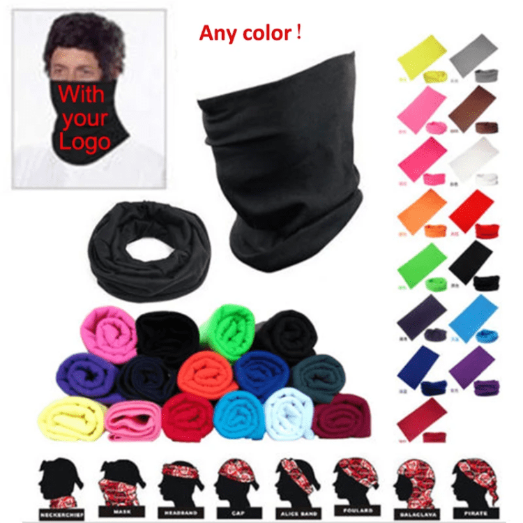 Custom logo customized 100% polyester sports seamless tube bandanas headwear deportiva neck gaiter moq 1 pc