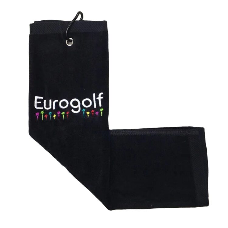 Custom tri fold golf towel 100% cotton soft golf towel custom logo with hook