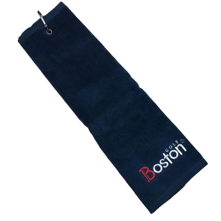 Custom tri fold golf towel 100% cotton soft golf towel custom logo with hook