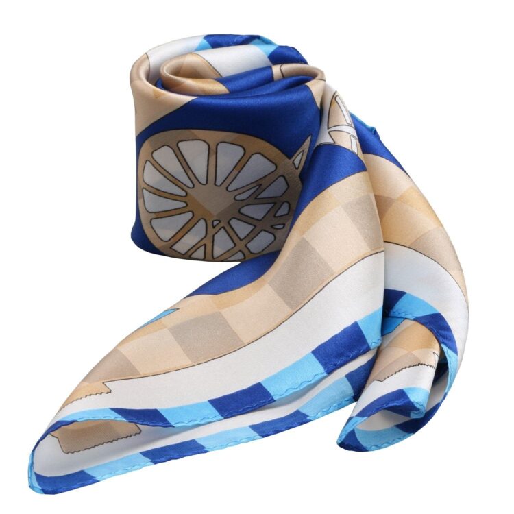 Custom logo design square designer pure silk scarf printed 90*90cm double sided printed twill scarf silk bandana for women