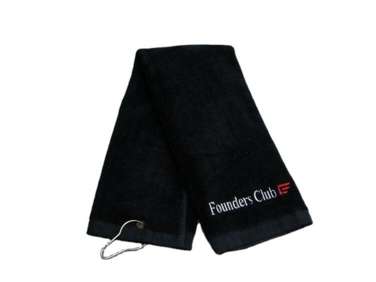 Custom tri fold golf towel 100% cotton soft golf towel custom logo with hook