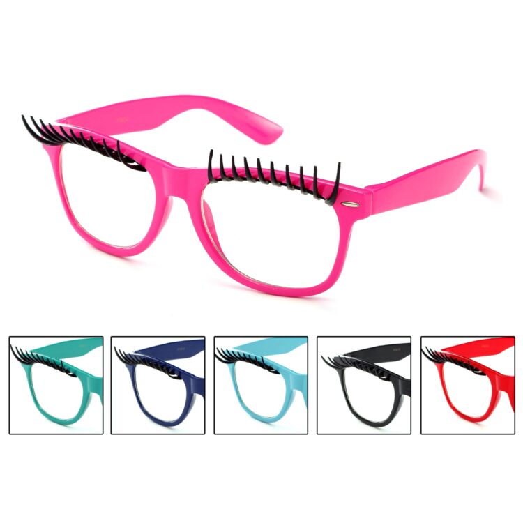 Cute funny costume halloween party adult unisex eyelash glasses accessory with clear lenses