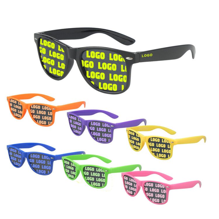 Hot sale promotional custom shield logo 100% uv400 protection lenses classic women men square sunglasses