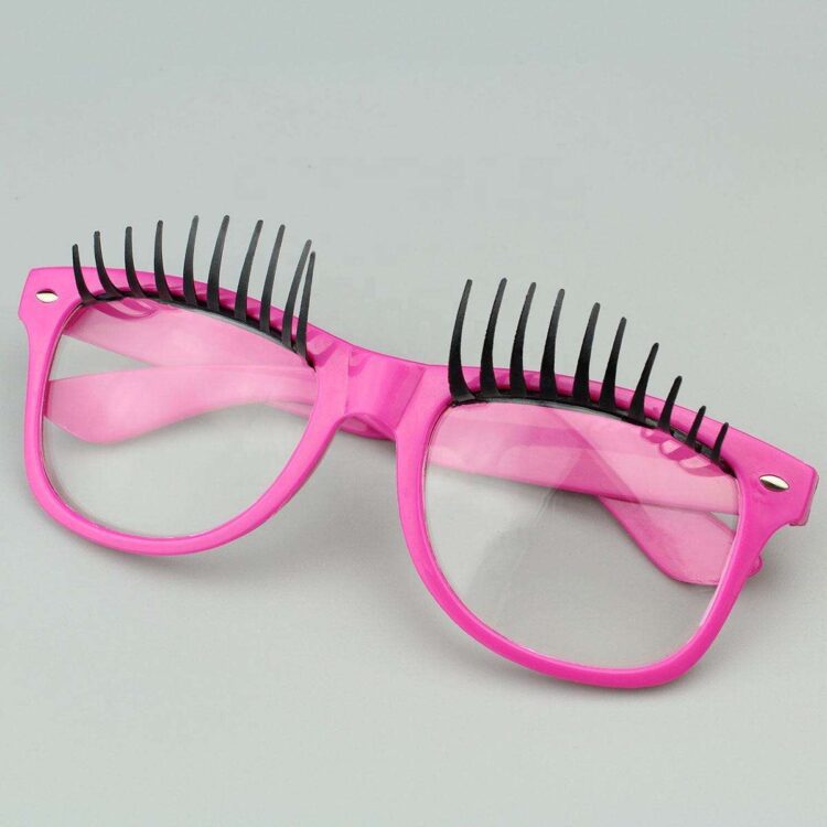 Cute funny costume halloween party adult unisex eyelash glasses accessory with clear lenses