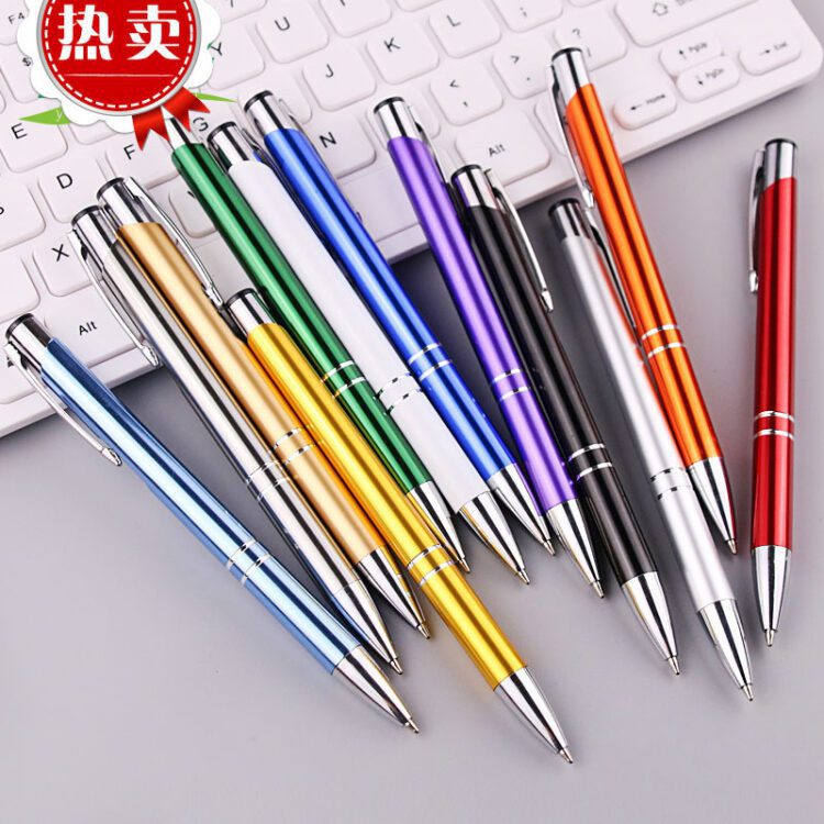 Cheap price low cost most economic aluminium metal ball pens in stock -support custom laser engraved logo print-black ink