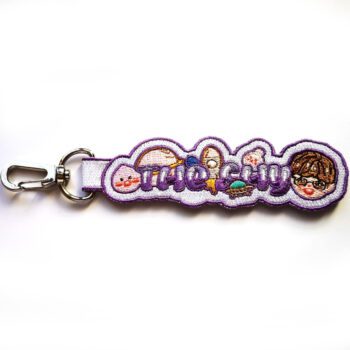 Woven keychain double sides embroidery keychain custom logo merrow embroidered patch key chains
