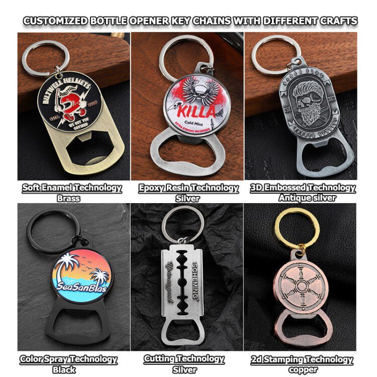 Free design key chain custom logo 3d 2d enamel keyholder opener metal key ring bottle opener zinc alloy opener keychain for bar