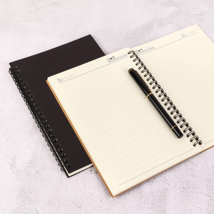 Wholesale spiral notebook custom logo diary print brand note book pu cover notebook a5 logo leather journal notebook coil book