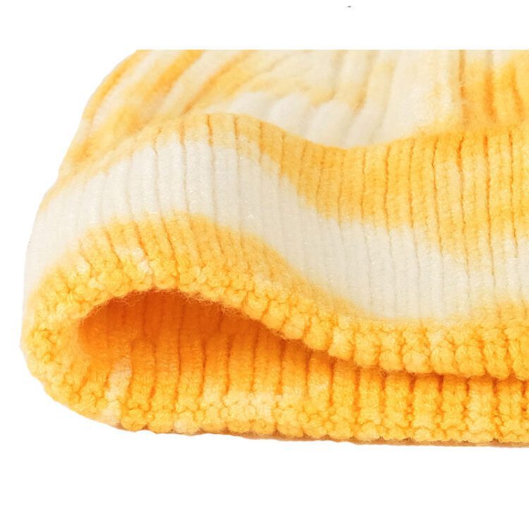 Tie dye warm knitted brimless hat men beanies logo custom winter autumn hip hop skullcap beanie unisex