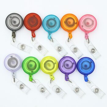 Retractable round plastic yoyo id badge reel with custom logo for tradeshow