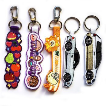 Woven keychain double sides embroidery keychain custom logo merrow embroidered patch key chains