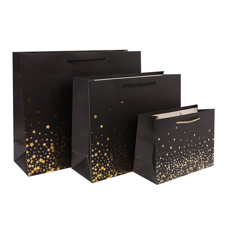 Customized folding paper bags for high-end shoe and hat gifts that can be printed with any hot stamping pattern gift packaging