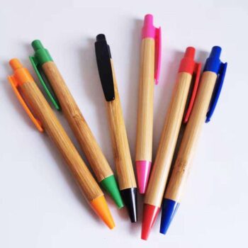 Eco green wheat straw materials bamboo wooden ballpoint pen,custom logo laser engraved bamboo ball pen with kraft paper packing