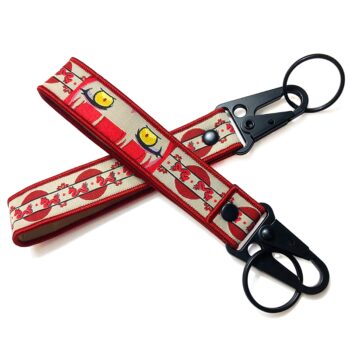 Custom motorcycle eagle mouth keychain straps cloth sticking woven label embroidery ribbon polyester lanyard airplane keychain