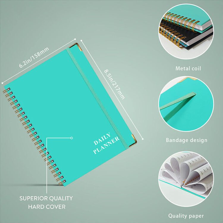 Customizable logo spiral notebook printing a5 diary notebook promotion gift custom leather cover journal coil notebook