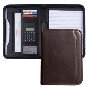 Custom promotional gifts business stationery briefcase leather a4 for documents folder portafolio with calculator