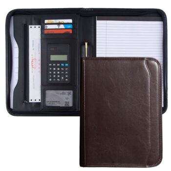 Custom promotional gifts business stationery briefcase leather a4 for documents folder portafolio with calculator
