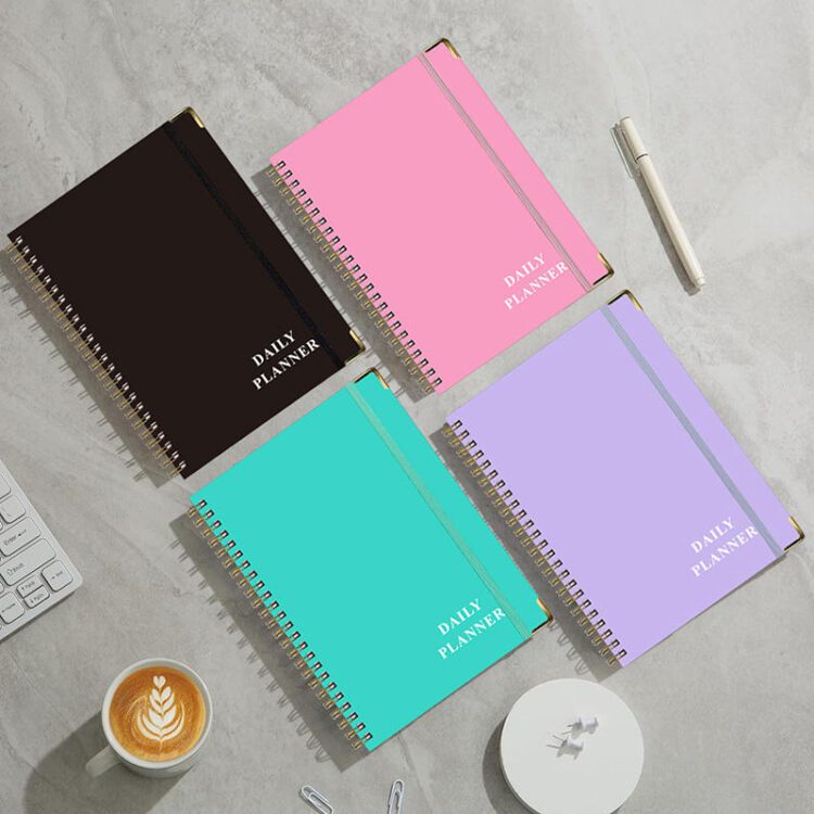 Customizable logo spiral notebook printing a5 diary notebook promotion gift custom leather cover journal coil notebook