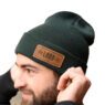 Custom beanie patch hat | leather patch winter beanie add your logo company employee hats