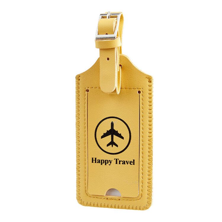 Custom logo rfid blocking pu leather bag tags travel luggage tags with embossed logo