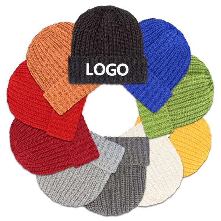 Wholesale thick heavyweight knitted winter hats custom warm blank knit beanie