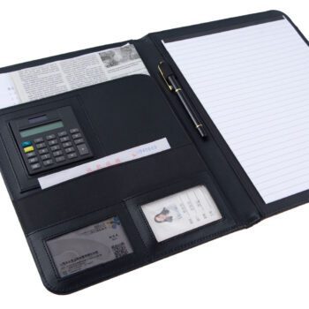 Wholesale modern custom a4 sized leather pad hardcover portfolio box with notepad