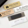 Custom plate stainless steel blank metal sublimation magnet name button badge engrave employee magnetic name badge holders