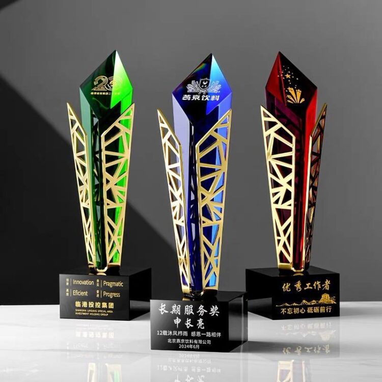 New design trophy and medal manufacturers blank crystal trophy crystal glass awards trophies