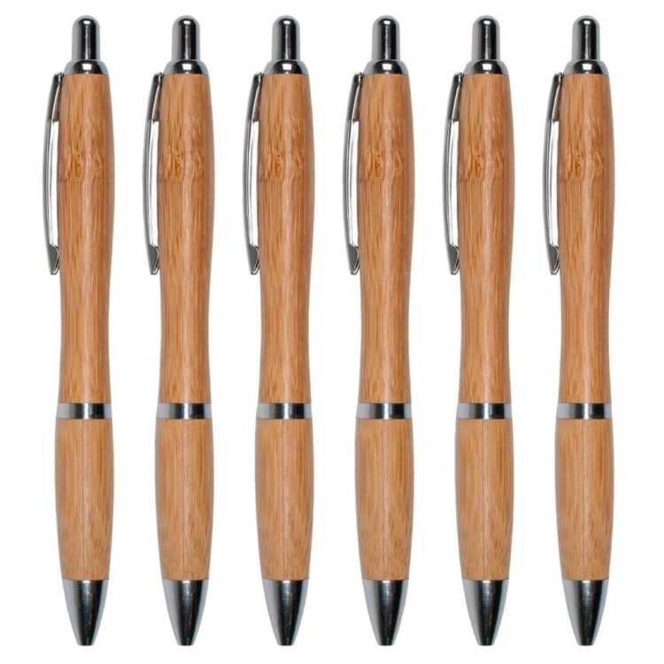 Eco green promo products item recyle bamboo wood curvy viva ballpoint pen with laser engraved logo