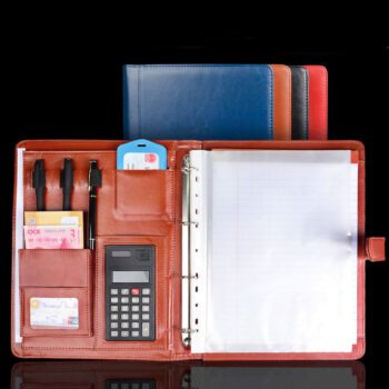 Reusable business portfolio folder organizer customized padfolio personalized ring binder a4 leather folder with custom logo
