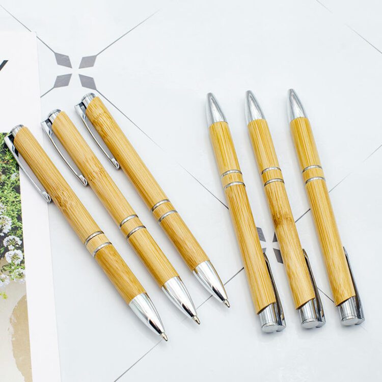 Eco green bamboo wood promo ball pen products item, 2 rings recycle bamboo ball-point pen with laser engraved logo ball pens