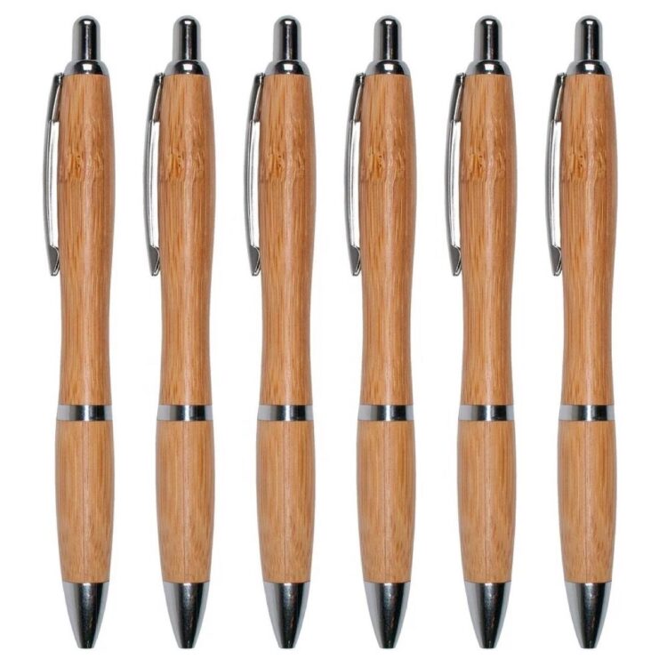 Personalized custom logo eco friendly recyle bamboo ballpoint pen with laser engraved customized printing for promotional gifts