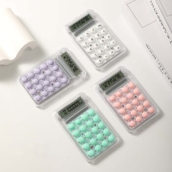 Custom office stationery box mini stationery items cute portable 8 digit transparent calculator