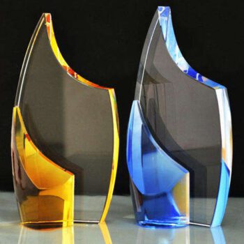 Wholesale high quality 3d logo uv print crystal trophy award business gift blank crystal awards