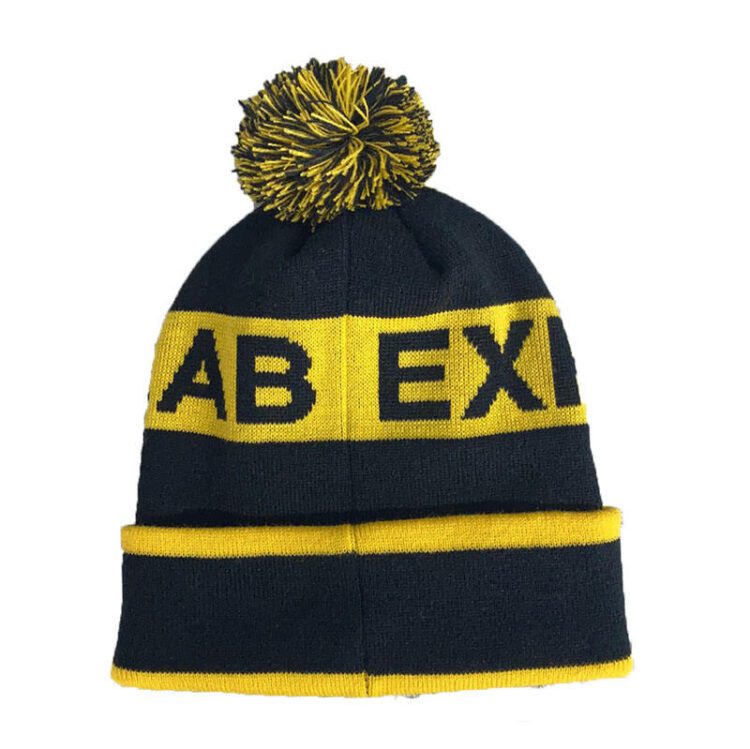 Manufacture free design knitting embroidered beanies knit footy bobble hats winter custom mens beanie hats with customize logo