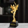 Custom logo resin crystal trophy creative resin gold plated award trophy with black glass crystal base