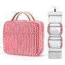 Hanging toiletry bag large capacity makeup 4 compartments 1 sturdy hook striped cosmetic bag for travel