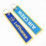 Embroidered logo keychain key tag keyring custom jet tag custom woven flight keychain