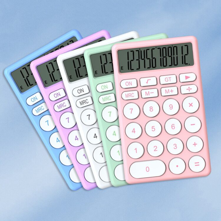 Wholesale 12 digital calculator custom count use student school stationery items electronic cute calculator