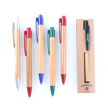 Eco green wheat straw materials bamboo wooden ballpoint pen,custom logo laser engraved bamboo ball pen with kraft paper packing